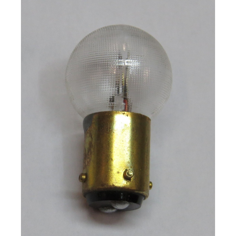 BAY15d - Lampe 12V 18/4W ergots décalés (verre granité